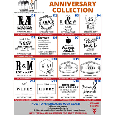 Custom Beer Glass Anniversary Gifts